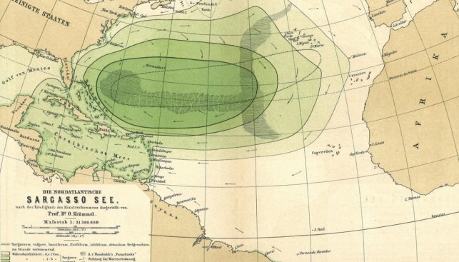 Саргассово море на немецкой карте 1891 г.
