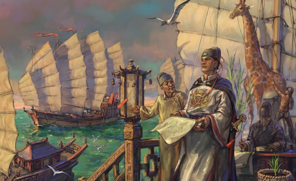 Чжэн Хэ ведет свою армаду к дальним берегам (рисунок Антона Батова из журнала «Вокруг света»)