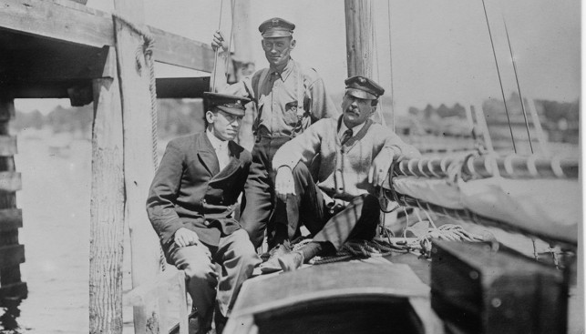 Теодор Годвин, Томас Флеминг Дей и Фредерику Тюрберг на борту Sea Bird. Франция. 1911 г.
